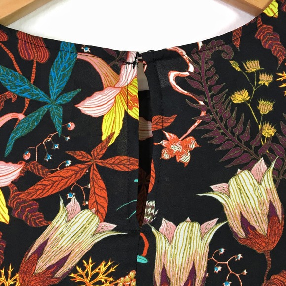 H & M botanical garden floral print tunic top blouse long sleeve Size 4 - Picture 4 of 9